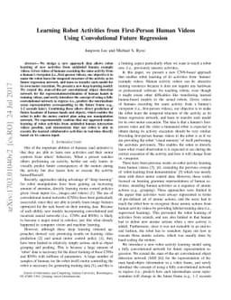 Learning Robot Activities from First-Person Human Videos Using
  Convolutional Future Regression