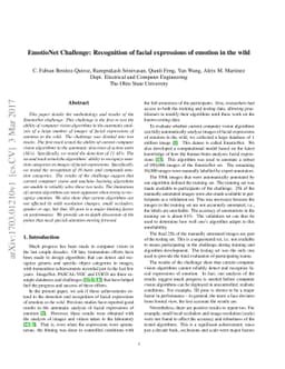 EmotioNet Challenge: Recognition of facial expressions of emotion in the
  wild