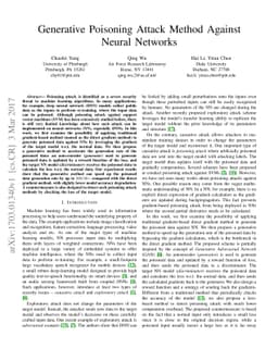 Generative Poisoning Attack Method Against Neural Networks