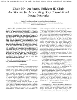 Chain-NN: An Energy-Efficient 1D Chain Architecture for Accelerating
  Deep Convolutional Neural Networks