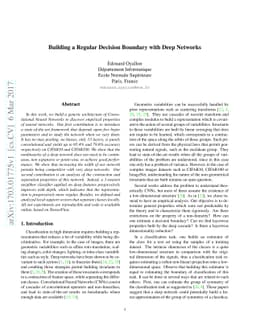 Building a Regular Decision Boundary with Deep Networks