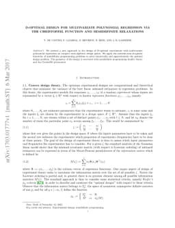 D-optimal design for multivariate polynomial regression via the
  Christoffel function and semidefinite relaxations