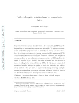 Evidential supplier selection based on interval data fusion