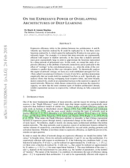On the Expressive Power of Overlapping Architectures of Deep Learning