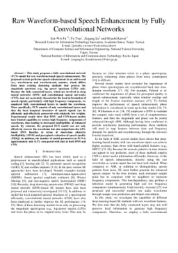Raw Waveform-based Speech Enhancement by Fully Convolutional Networks