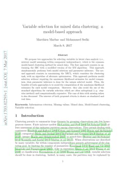 Variable selection for mixed data clustering: a model-based approach