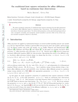 On conditional least squares estimation for affine diffusions based on
  continuous time observations