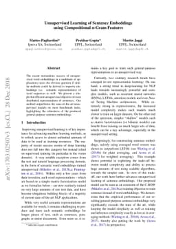 Unsupervised Learning of Sentence Embeddings using Compositional n-Gram
  Features