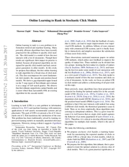 Online Learning to Rank in Stochastic Click Models