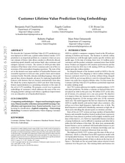 Customer Lifetime Value Prediction Using Embeddings