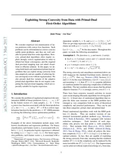 Exploiting Strong Convexity from Data with Primal-Dual First-Order
  Algorithms