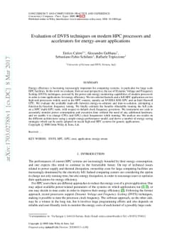 Evaluation of DVFS techniques on modern HPC processors and accelerators
  for energy-aware applications