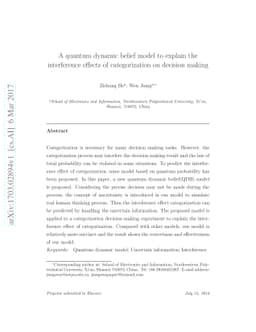 A quantum dynamic belief model to explain the interference effects of
  categorization on decision making