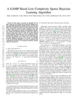 A GAMP Based Low Complexity Sparse Bayesian Learning Algorithm