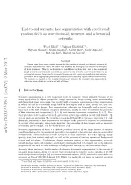 End-to-end semantic face segmentation with conditional random fields as
  convolutional, recurrent and adversarial networks