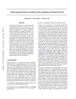 Model-Agnostic Meta-Learning for Fast Adaptation of Deep Networks