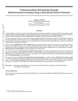 Communications that Emerge through Reinforcement Learning Using a
  (Recurrent) Neural Network