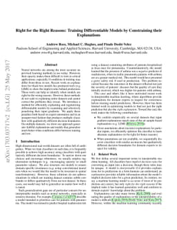 Right for the Right Reasons: Training Differentiable Models by
  Constraining their Explanations