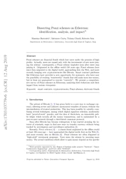 Dissecting Ponzi schemes on Ethereum: identification, analysis, and
  impact