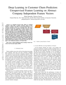Deep Learning in Customer Churn Prediction: Unsupervised Feature
  Learning on Abstract Company Independent Feature Vectors