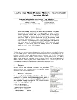 Ask Me Even More: Dynamic Memory Tensor Networks (Extended Model)