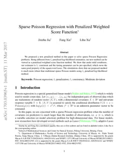 Sparse Poisson Regression with Penalized Weighted Score Function