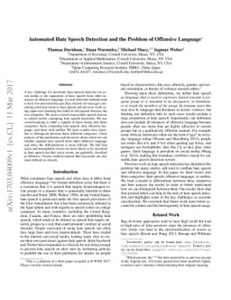 Automated Hate Speech Detection and the Problem of Offensive Language
