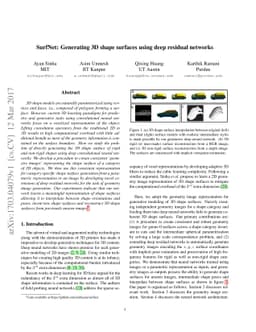 SurfNet: Generating 3D shape surfaces using deep residual networks