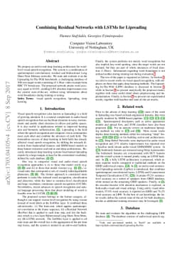 Combining Residual Networks with LSTMs for Lipreading