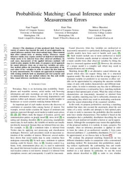 Probabilistic Matching: Causal Inference under Measurement Errors
