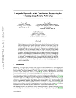 Langevin Dynamics with Continuous Tempering for Training Deep Neural
  Networks