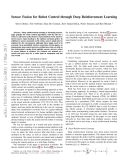 Sensor Fusion for Robot Control through Deep Reinforcement Learning
