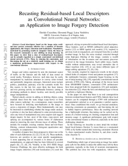 Recasting Residual-based Local Descriptors as Convolutional Neural
  Networks: an Application to Image Forgery Detection