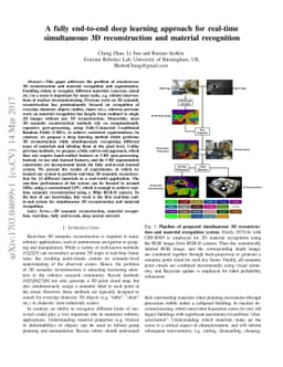 A fully end-to-end deep learning approach for real-time simultaneous 3D
  reconstruction and material recognition