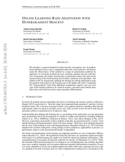 Online Learning Rate Adaptation with Hypergradient Descent