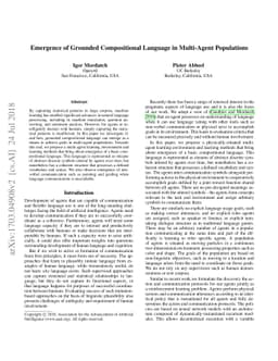 Emergence of Grounded Compositional Language in Multi-Agent Populations