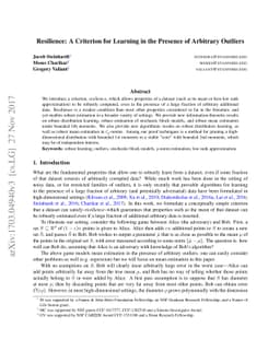Resilience: A Criterion for Learning in the Presence of Arbitrary
  Outliers