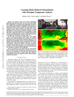 Learning Rank Reduced Interpolation with Principal Component Analysis