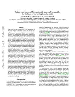Is this word borrowed? An automatic approach to quantify the likeliness
  of borrowing in social media
