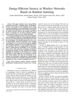 Energy-Efficient Secrecy in Wireless Networks Based on Random Jamming