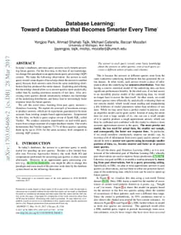Database Learning: Toward a Database that Becomes Smarter Every Time