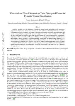 Convolutional Neural Network on Three Orthogonal Planes for Dynamic
  Texture Classification