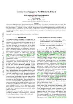 Construction of a Japanese Word Similarity Dataset