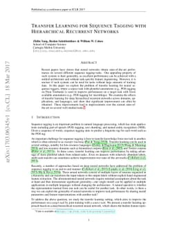 Transfer Learning for Sequence Tagging with Hierarchical Recurrent
  Networks