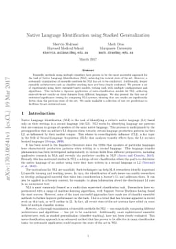 Native Language Identification using Stacked Generalization