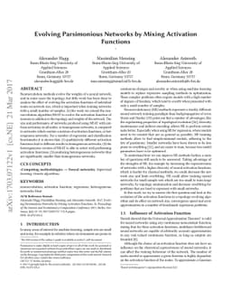 Evolving Parsimonious Networks by Mixing Activation Functions