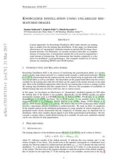 Knowledge distillation using unlabeled mismatched images