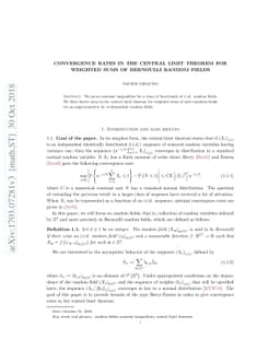 Convergence rates in the central limit theorem for weighted sums of
  Bernoulli random fields