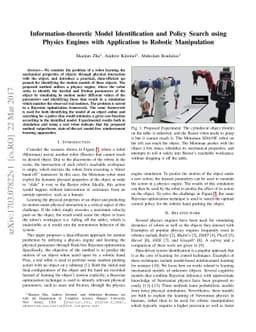 Information-theoretic Model Identification and Policy Search using
  Physics Engines with Application to Robotic Manipulation