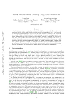 Faster Reinforcement Learning Using Active Simulators